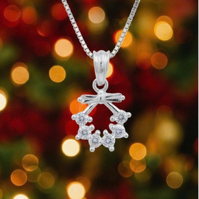 Mặt dây chuyền bạc 925 vòng nguyệt quế noel giáng sinh