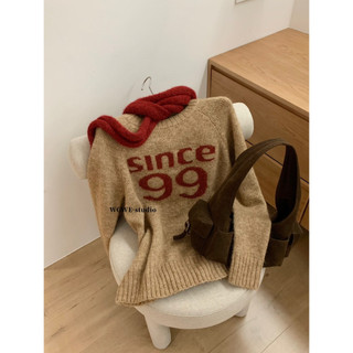 𝐏𝐡𝐢𝐞𝐧 | (Sẵn) W8380 Áo Len Since99 Form Rộng Cổ Tròn Màu Tây