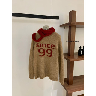 𝐏𝐡𝐢𝐞𝐧 | (Sẵn) W8380 Áo Len Since99 Form Rộng Cổ Tròn Màu Tây