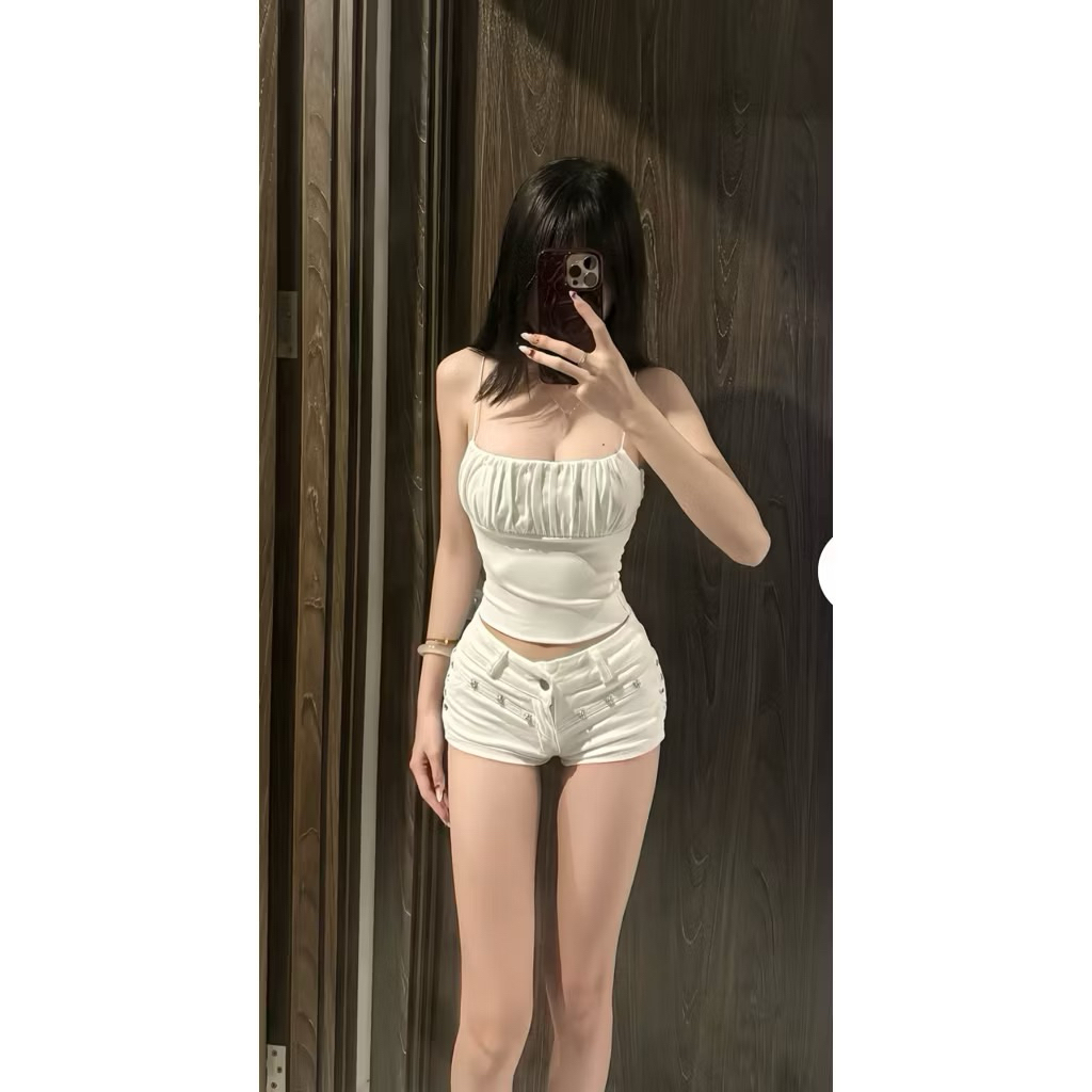 | LYN WEAR | Áo 2 dây sợi bún nhún tôn V1 dáng dài ngang rốn, thun rip trung mềm mịn mát – giữ form