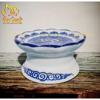 Chân Nến Thờ - Đế Kê Bằng Sứ Men Trắng Hoa Sen Chữ Phúc
