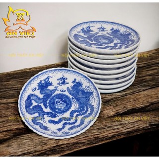 Đĩa Đựng Trầu Cau - Đĩa Sứ Thờ - Đĩa Gốm Sứ Men Lam Bát Tràng