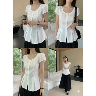 TiNy Top/ By Cor/ Áo Linen tay ngắn xếp ly