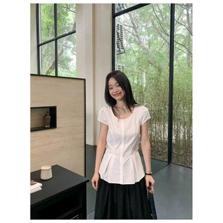 TiNy Top/ By Cor/ Áo Linen tay ngắn xếp ly
