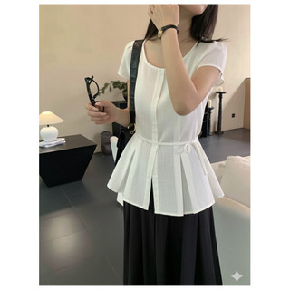 TiNy Top/ By Cor/ Áo Linen tay ngắn xếp ly