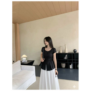 TiNy Top/ By Cor/ Áo Linen tay ngắn xếp ly