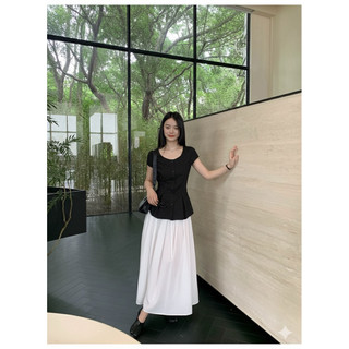 TiNy Top/ By Cor/ Áo Linen tay ngắn xếp ly