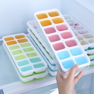 Combo 3 Khay đá Silicon 14 viên có nắp đậy - tiện dụng, siêu bền