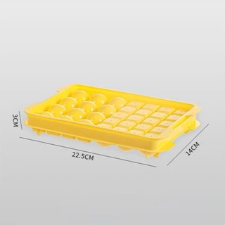 Combo 3 Khay đá vuông tròn 32 viên có nắp đậy, chất liệu nhựa PP an toàn - siêu bền tiện dụng