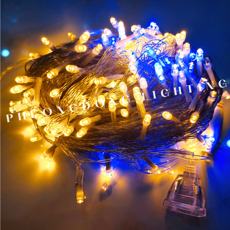 Dây đèn LED KHÔNG CHỚP Trang trí Noel Lễ Tết màu Vàng điểm Dương Dài 60m Có phích cắm nối tiếp