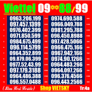 Sim Viettel Đuôi 66,68,86 List 4a,12a.12b,12c, Sim chưa chưa kích hoạt, Sim phủ sóng toàn quốc