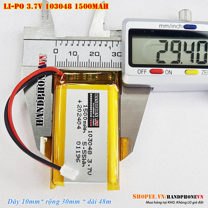 Pin Li-Po 3.7V 1500mAh 103048 103050 (Li-Polymer) cho điện thoại, loa ...