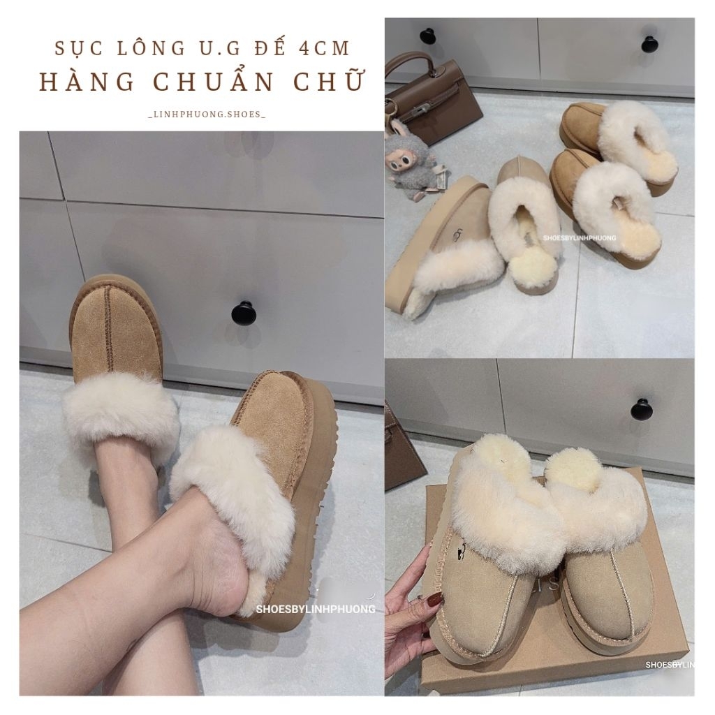 [‼️GIÁ XẢ BỎ MẪU] Sục lông UG da lộn đế 4cm hàng QCCC fullbox
