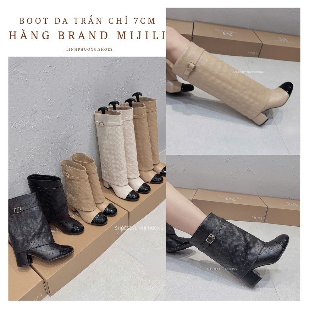 [‼️GIÁ XẢ BỎ MẪU] Boot da trần chỉ khóa hàng chuẩn brand MIJILI cao cấp fullbox