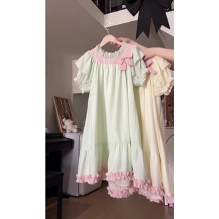 [Pre-Order]-Váy Nơ Búp Bê Cô Gái Năng Động Ngọt Ngào Váy Ngắn Rộng Thoải Mái Dành Cho Các Cô Gái Mùa Hè Mới mát mẻ