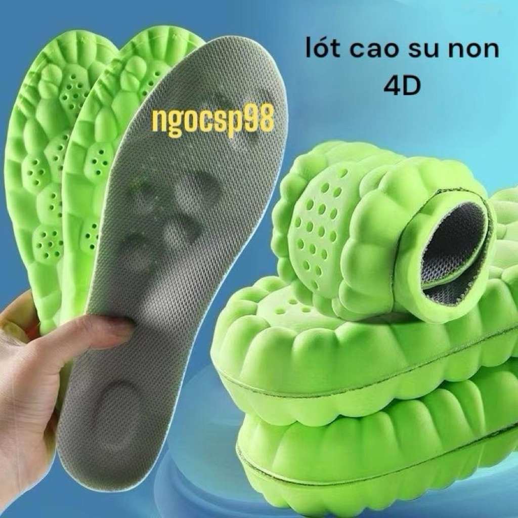 lót giày cao su non 4D hàng chuẩn cao cấp êm thoáng không biến dạng , bộ đội , công nhân , chạy bộ , tập gym ....