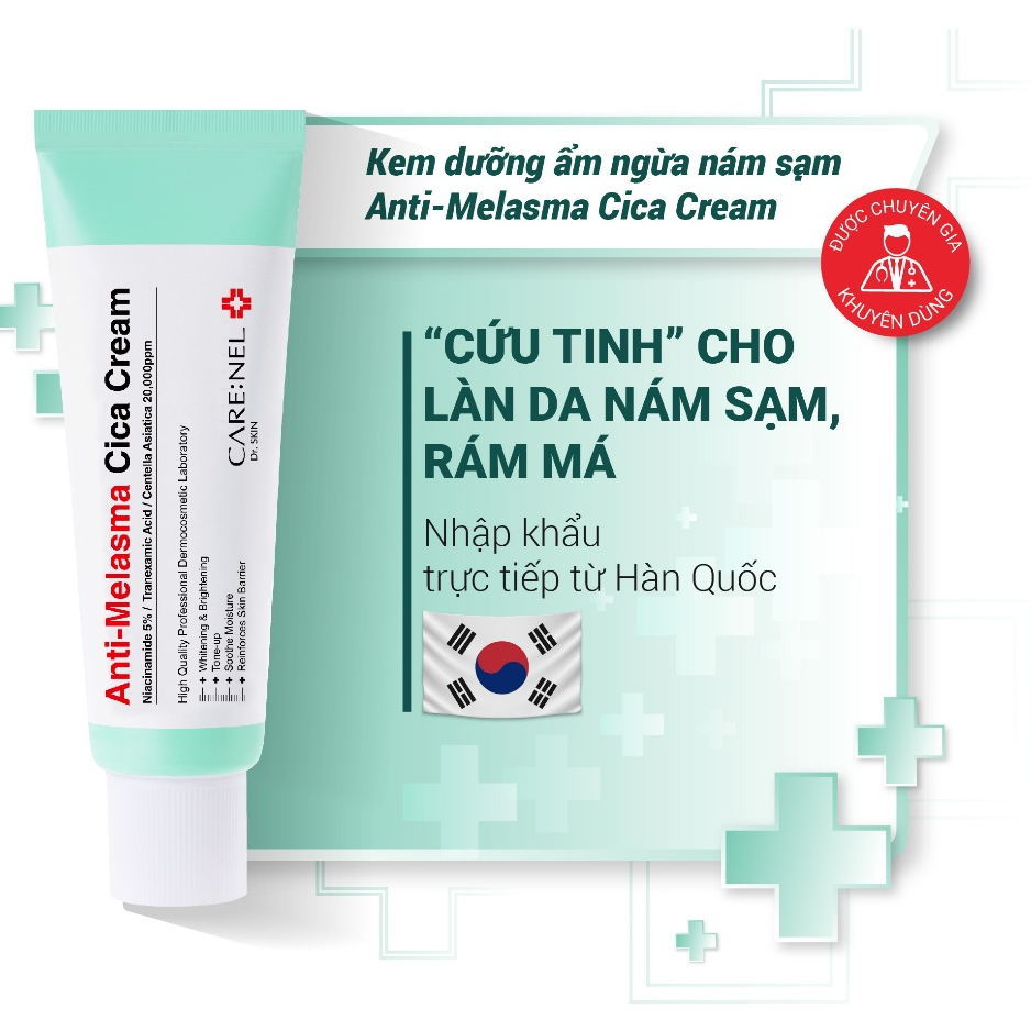 Kem dưỡng ẩm centella trắng da Hàn Quốc CARENEL MELASMA CICA CREAM 40g