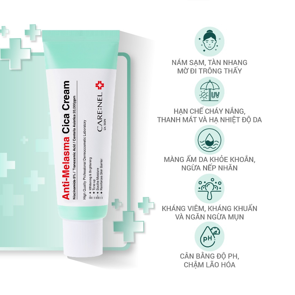 Kem dưỡng ẩm centella trắng da Hàn Quốc CARENEL MELASMA CICA CREAM 40g