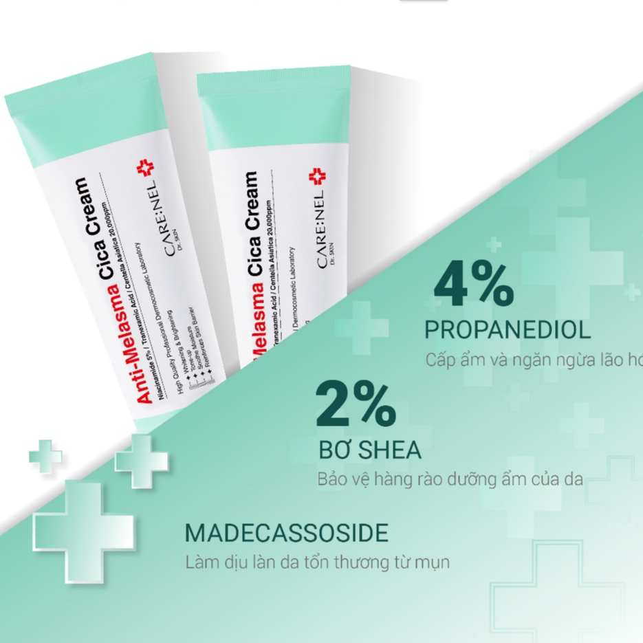 Kem dưỡng ẩm centella trắng da Hàn Quốc CARENEL MELASMA CICA CREAM 40g