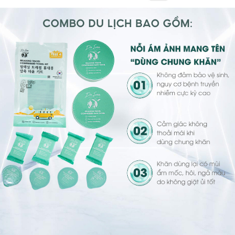 [MUA 1 TẶNG 1] Khăn tắm nén du lịch cotton tiệt trùng UV mềm mịn phù hợp du lịch DR.SERA