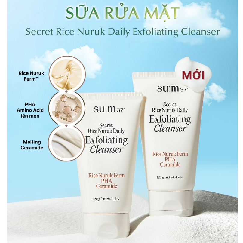 [KOL x Su:m37] Sữa rửa mặt gạo tạo bọt  Su:m37 Secret Rice Nuruk Daily Exfoliating Cleanser 160g