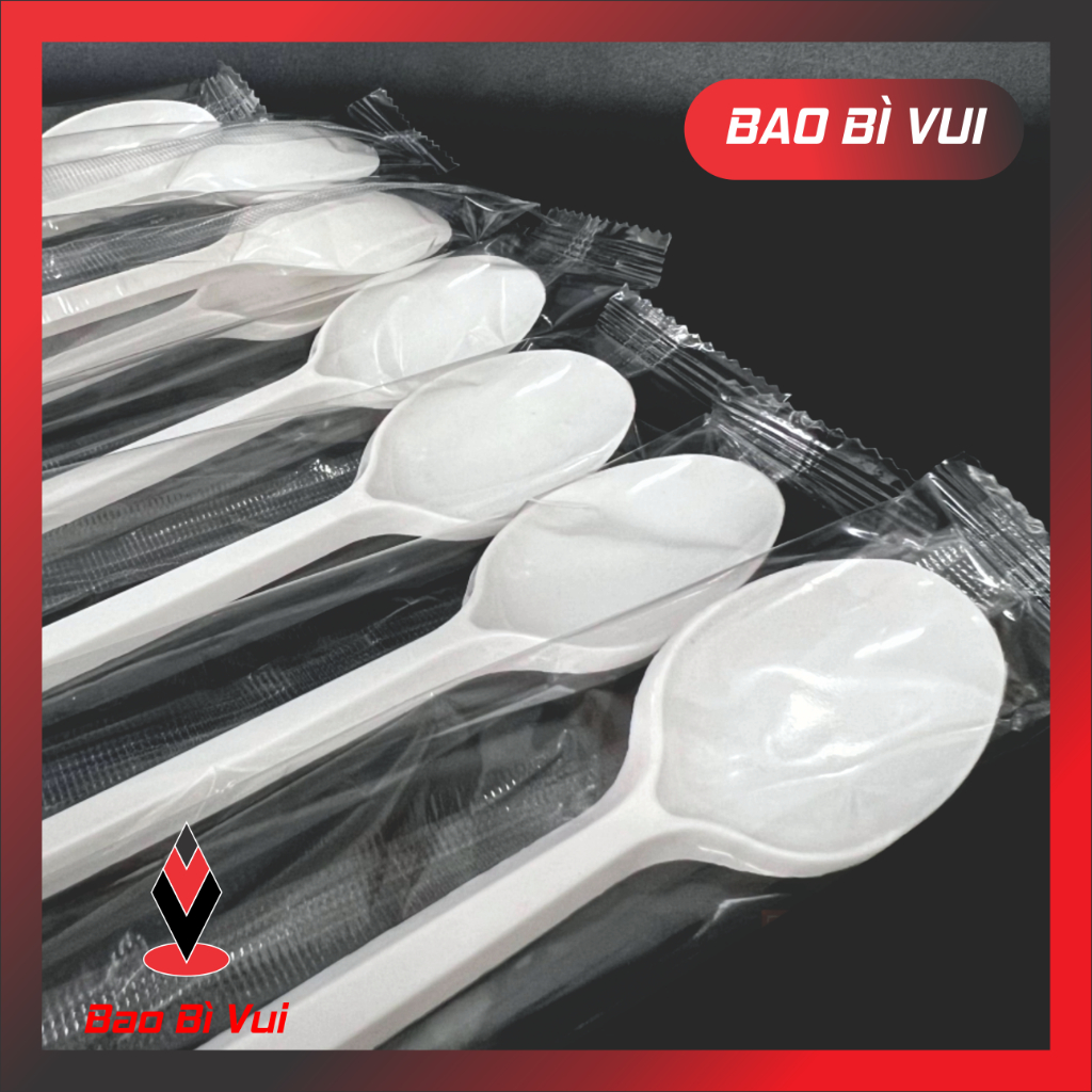 COMBO 500 cái Muỗng nhựa bọc màng 15cm / 20cm