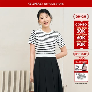 Áo thun nữ GUMAC form ôm slim phối sọc thun dệt mềm mát co giãn thoải mái  LATF0514