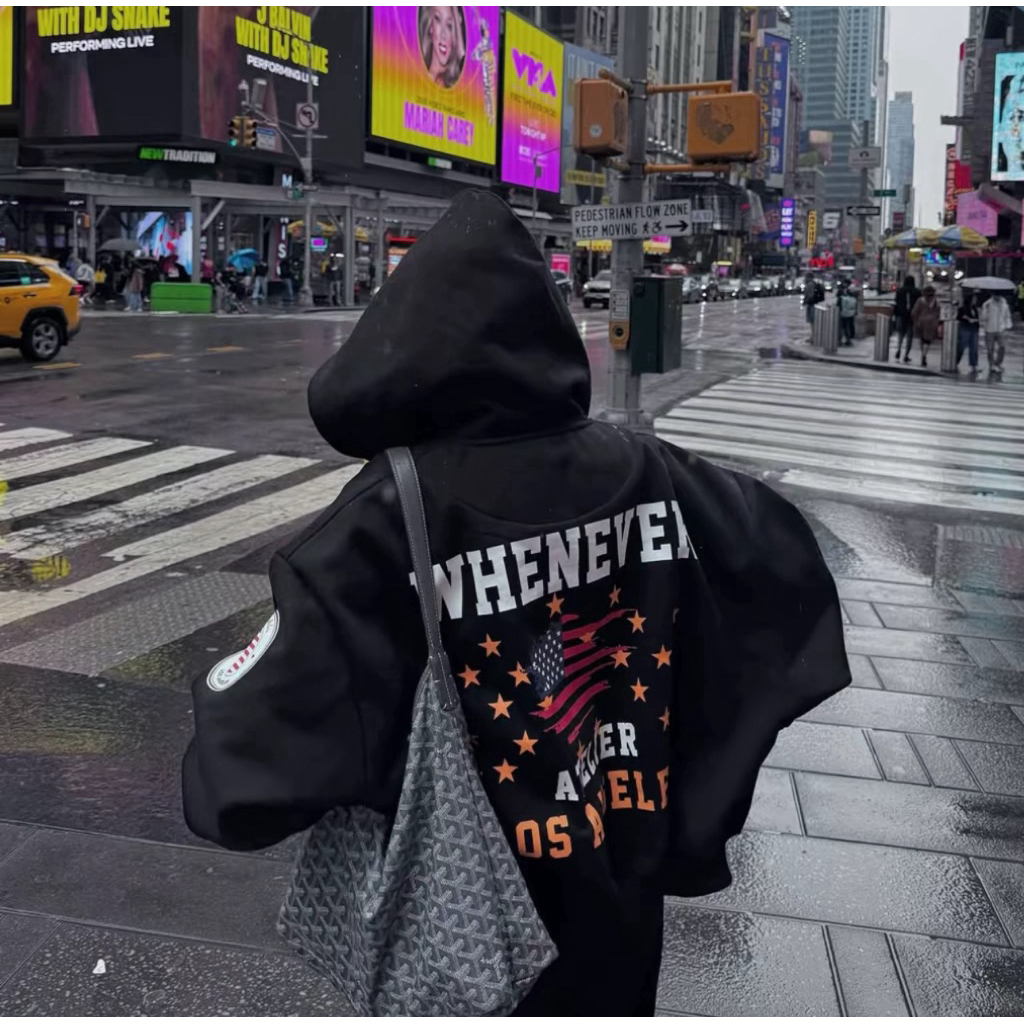 Áo “WHENEVER” LA HOODIE ZIP / PREMIUM Hai Màu Xám / Đen (Tặng kèm túi ...