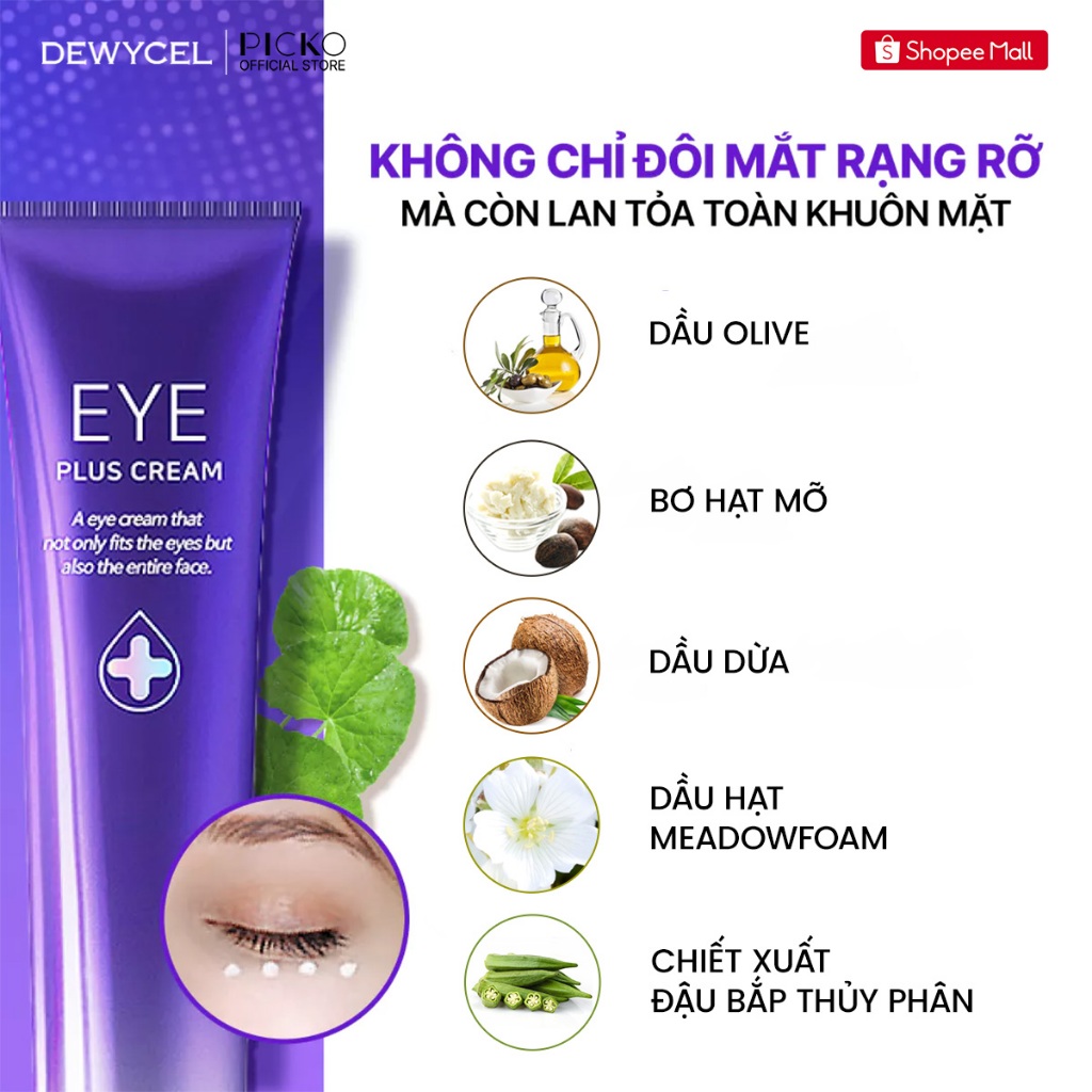 Kem Dưỡng Mắt Chống Lão Hoá - Chân Chim - Quầng Thâm - Bọng Mắt Dewycel Eye Plus Cream 30ml.