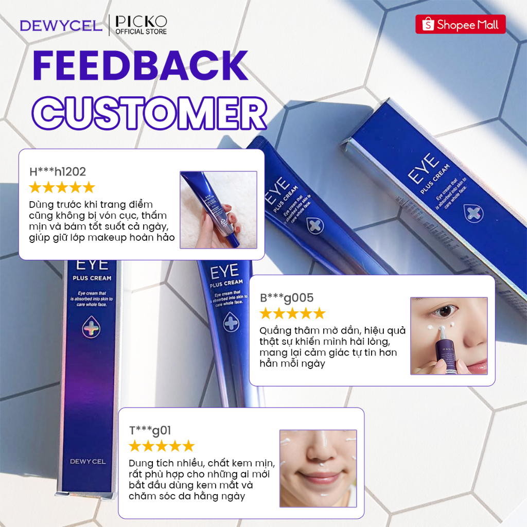 Kem Dưỡng Mắt Chống Lão Hoá - Chân Chim - Quầng Thâm - Bọng Mắt Dewycel Eye Plus Cream 30ml.