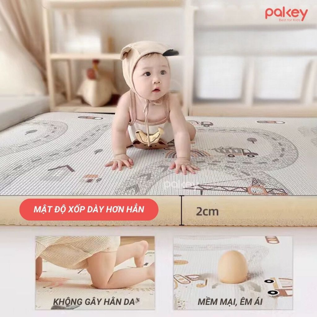 [MỚI 2026] Thảm Xốp XPE Pakey Cao Cấp Dày 2cm, Thảm Trải Sàn Chống Trơn Trượt Mềm Mại Phù Hợp Cho Bé Tập Bò, Tập Đi