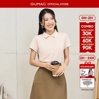 Áo polo nữ GUMAC thun cá sấu  phối sọc 2 viền thiết kế đẹp nhiều màu thanh lịch LPLE0917