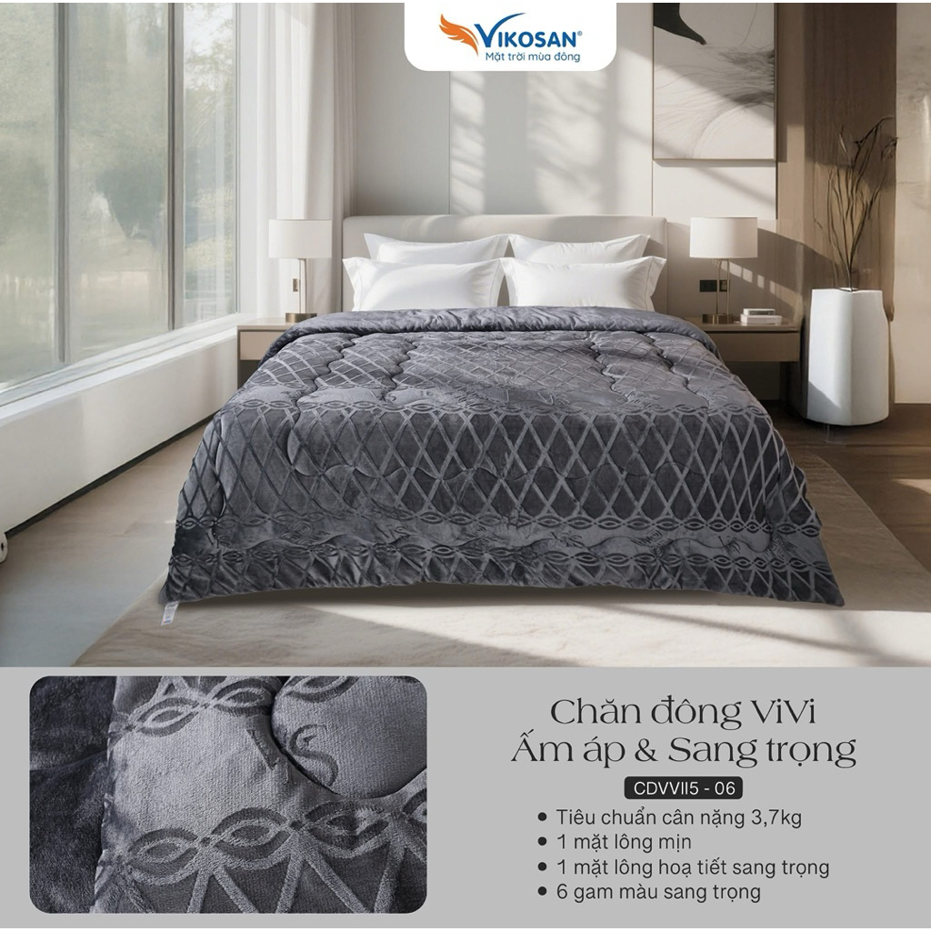 [VIKOSAN CHÍNH HÃNG] Chăn Đông ViVi ấm Áp kèm túi sang trọng