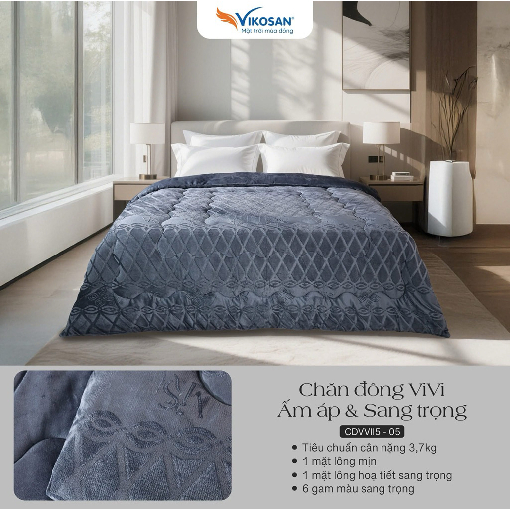 [VIKOSAN CHÍNH HÃNG] Chăn Đông ViVi ấm Áp kèm túi sang trọng