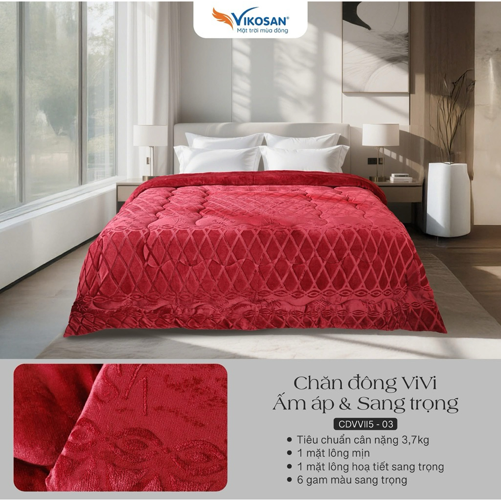 [VIKOSAN CHÍNH HÃNG] Chăn Đông ViVi ấm Áp kèm túi sang trọng