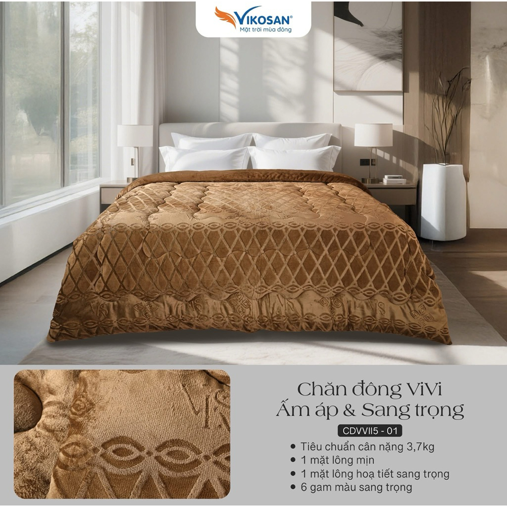 [VIKOSAN CHÍNH HÃNG] Chăn Đông ViVi ấm Áp kèm túi sang trọng