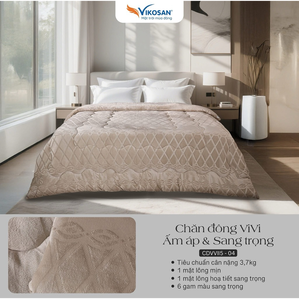 [VIKOSAN CHÍNH HÃNG] Chăn Đông ViVi ấm Áp kèm túi sang trọng