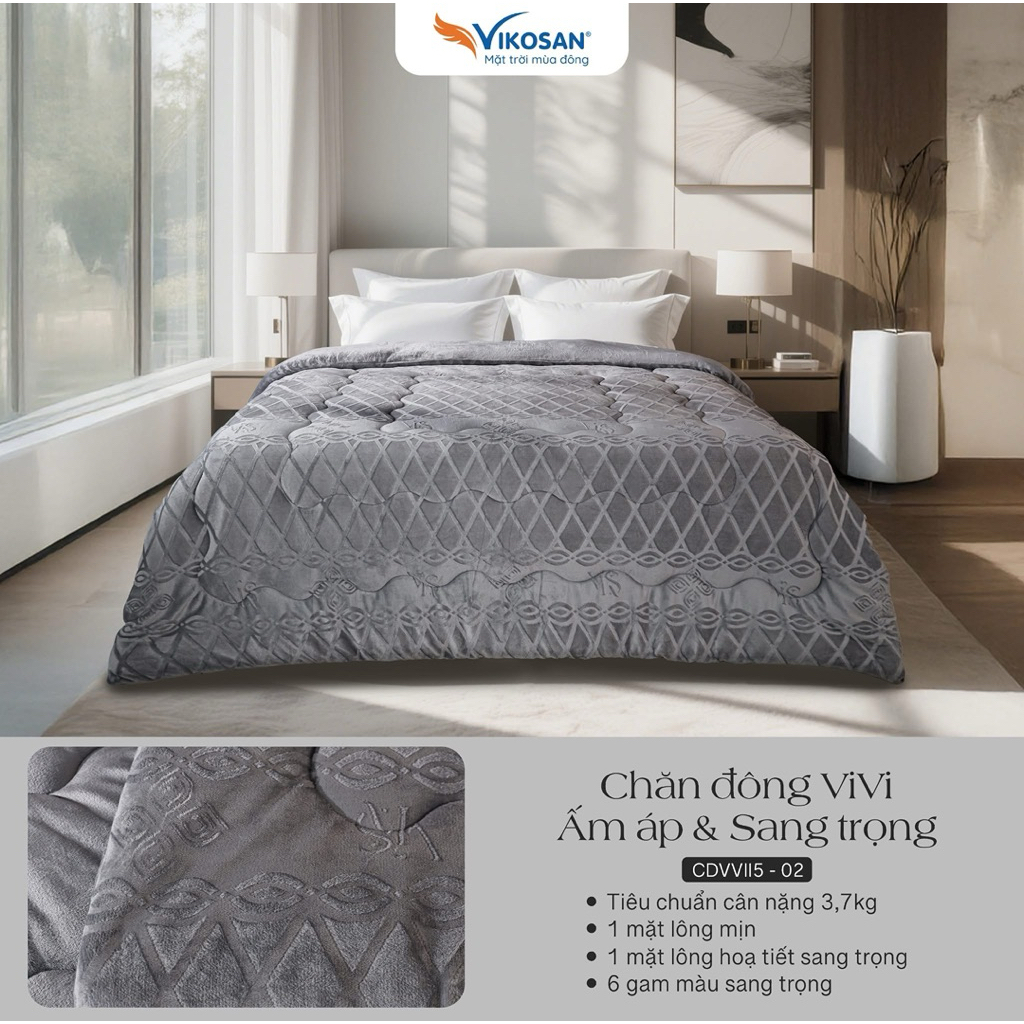 [VIKOSAN CHÍNH HÃNG] Chăn Đông ViVi ấm Áp kèm túi sang trọng