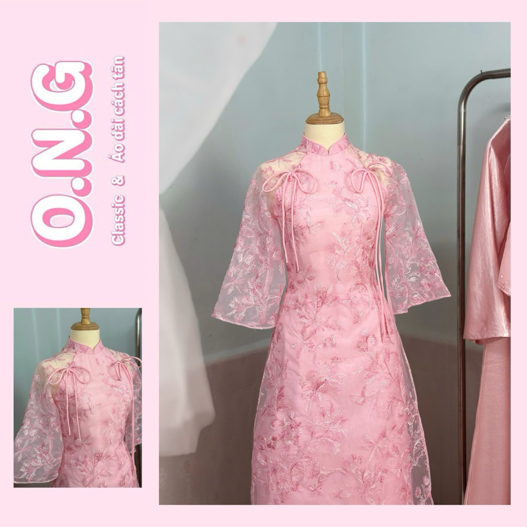 [ONG AD][ẢNH THẬT SHOP CHỤP] Áo dài LƯU VÂN dáng suông 4tà, cổ truyền thống, tay lỡ loe(XS-8XL)