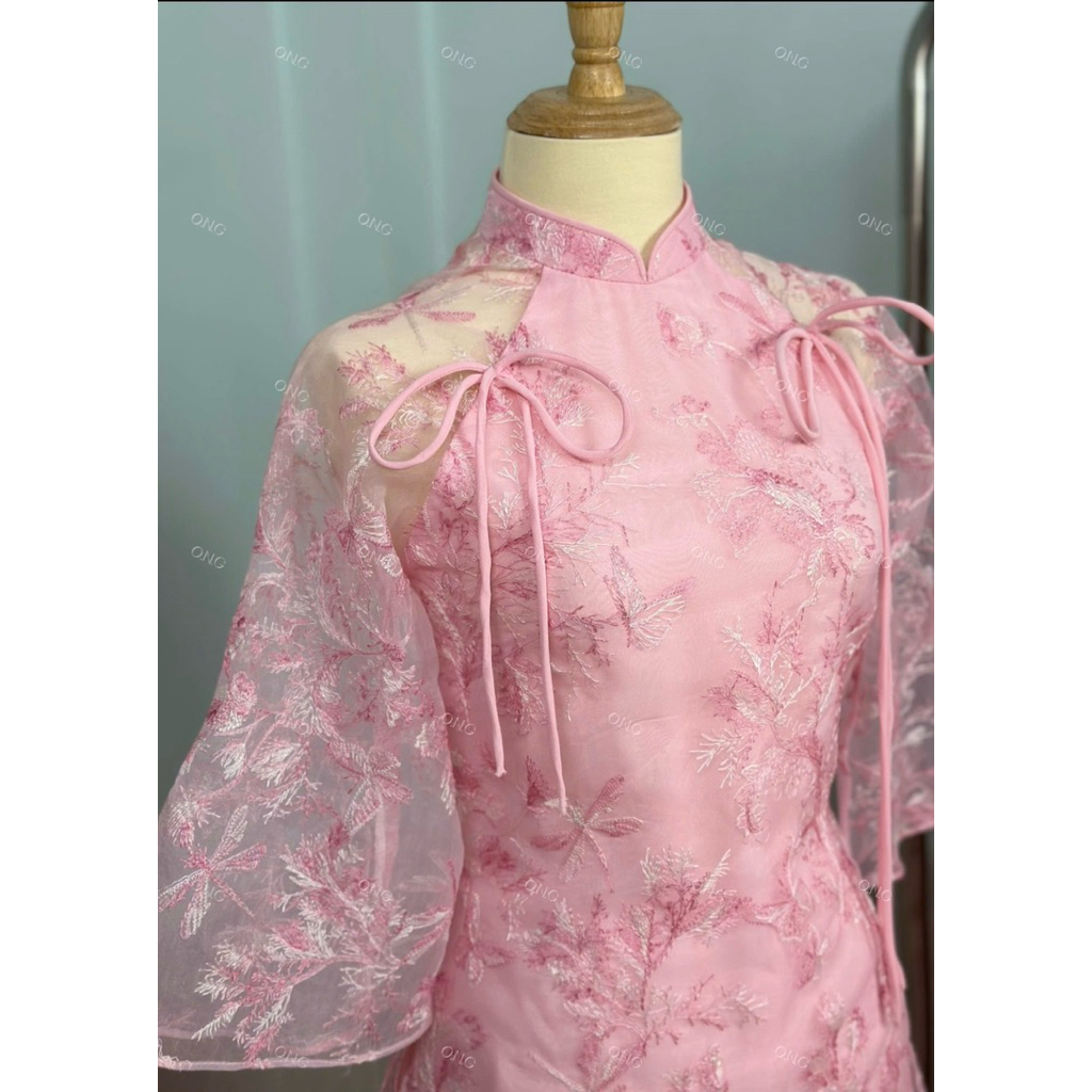 [ONG AD][ẢNH THẬT SHOP CHỤP] Áo dài LƯU VÂN dáng suông 4tà, cổ truyền thống, tay lỡ loe(XS-8XL)