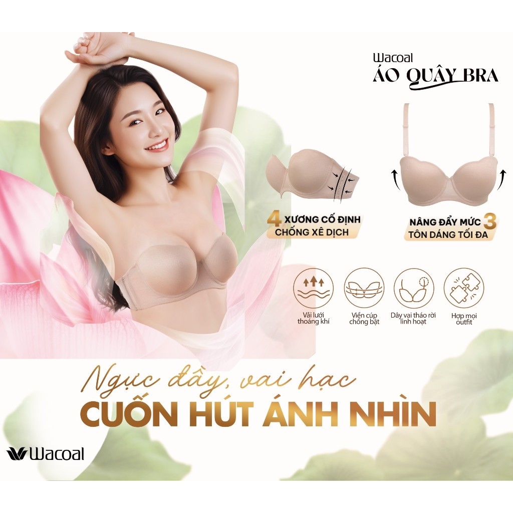 Combo 2 áo quây Wacoal VVB5802 (có size lớn) có gọng, nâng ngực nhiều, mút dày chống lật cup - VB5802