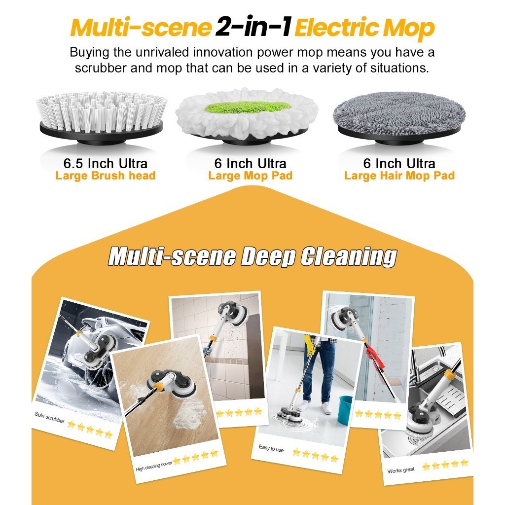 Qimedo Bộ Đầu Cọ Điện 8 Trong 1, Đầu Bàn Chải Thay Thế Đa Năng, Chà Nhà Bếp, Nhà Tắm, Kính, Sàn Nhà
