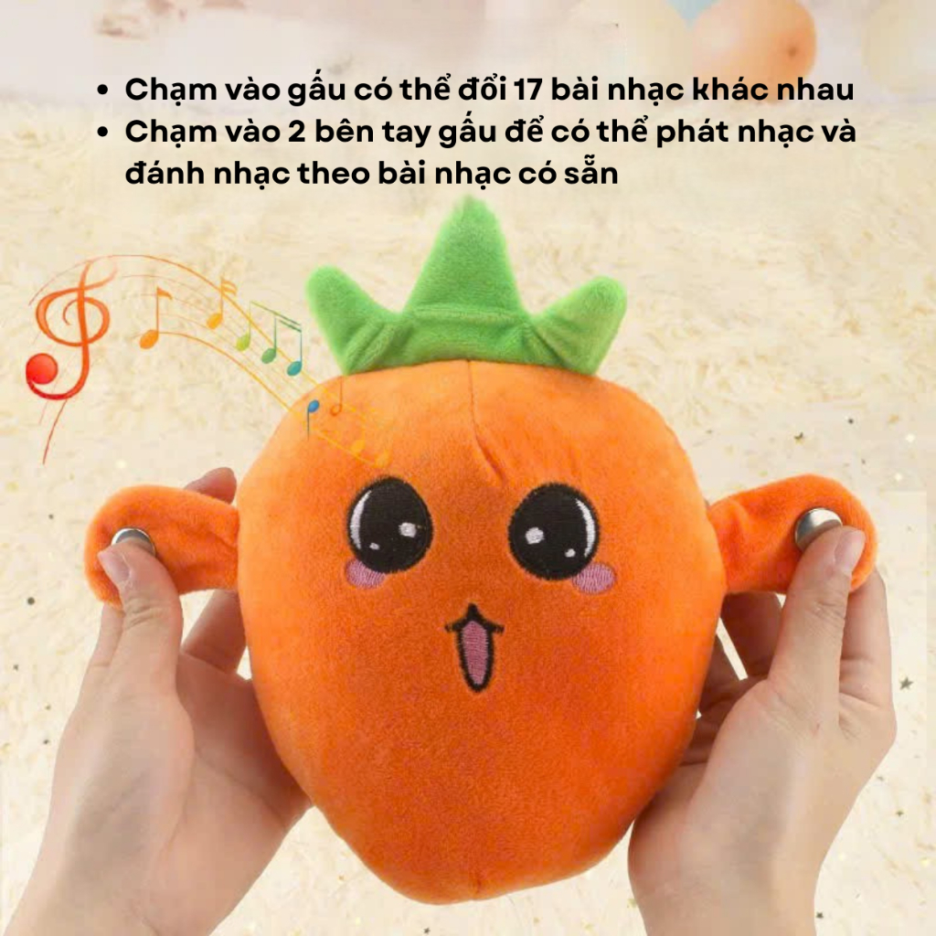 Đồ chơi chuối bông cảm biến phát nhạc hottrend - đồ chơi gấu bông trái cây tương tác phát âm thanh theo nhịp cho bé