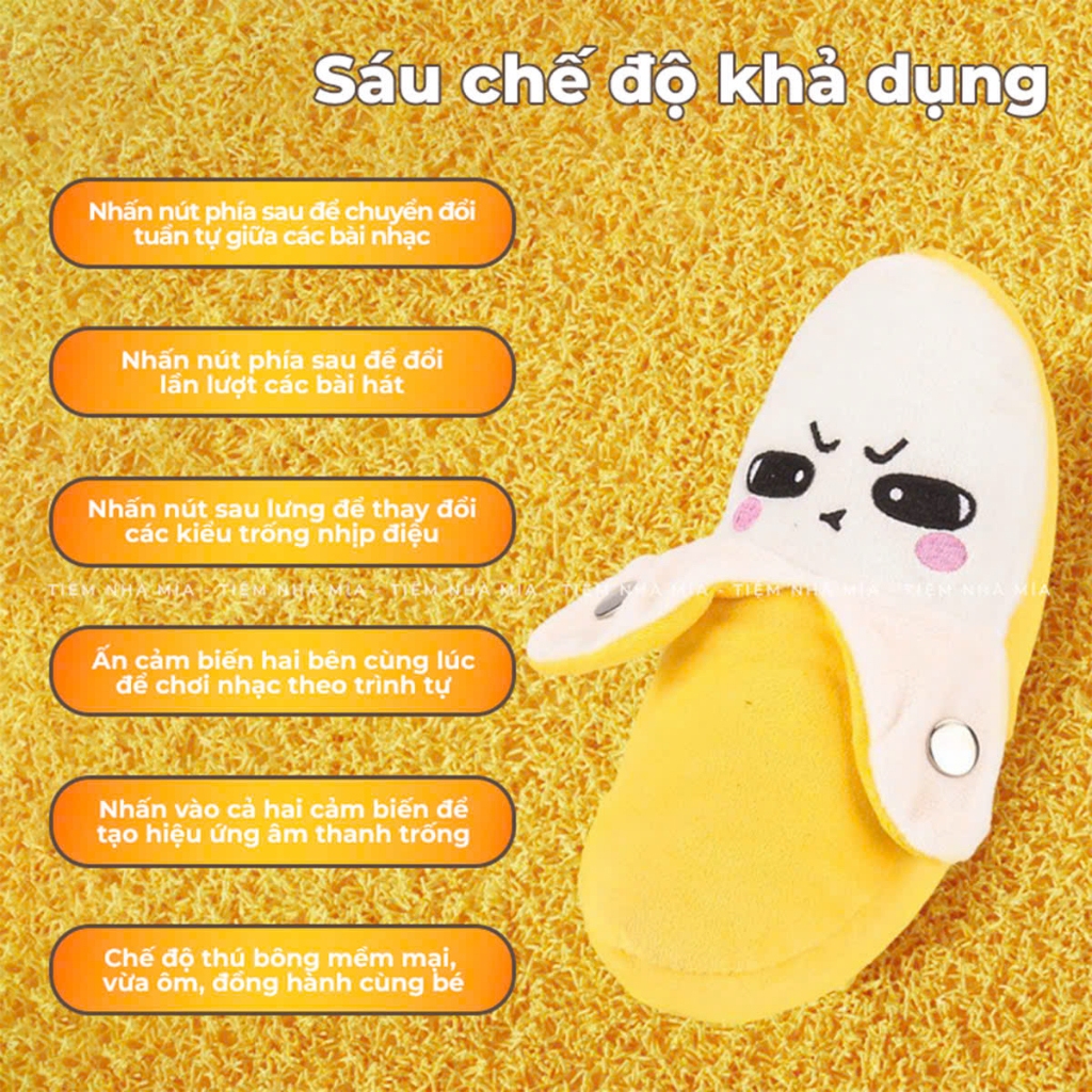 Đồ chơi chuối bông cảm biến phát nhạc hottrend - đồ chơi gấu bông trái cây tương tác phát âm thanh theo nhịp cho bé