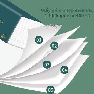 Combo 3 Gói 460 tờ Khăn giấy cao cấp LaiYa 5 lớp - mềm mịn, siêu dai