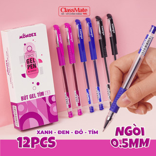 Hộp 12 Bút Gel Nước Classmate Ngòi 0.5mm, Viết Trơn Tru, Mực Xanh Đen Tím Đỏ Nhanh Khô, Cho Học Sinh Sinh Viên Văn Phòng