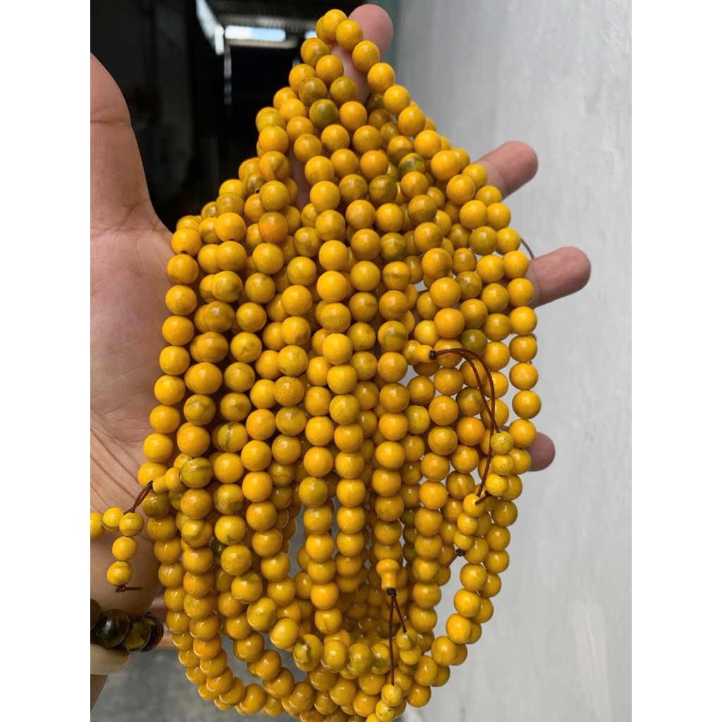 chuỗi 108 hạt san hô vàng 8ly