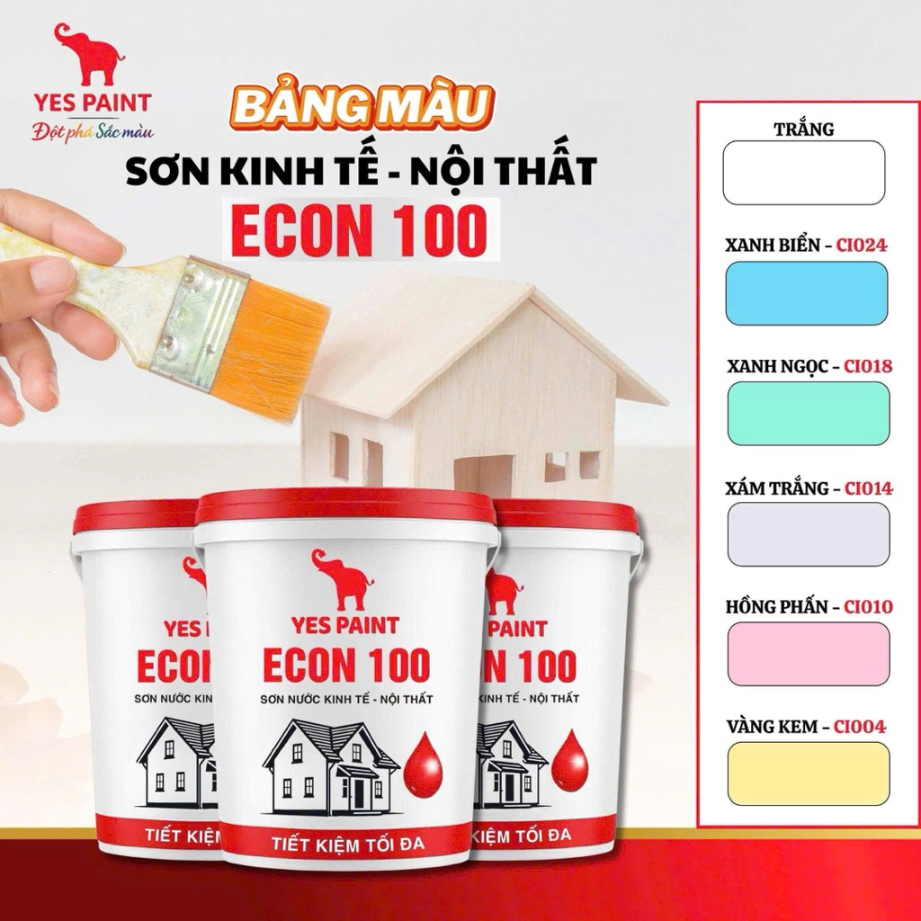 {Xô 4lít} Sơn ECON 100 Sơn Nước Kinh Tế Sơn Nội Thất Siêu Tiết Kiệm, Bền Màu, Nhanh Khô