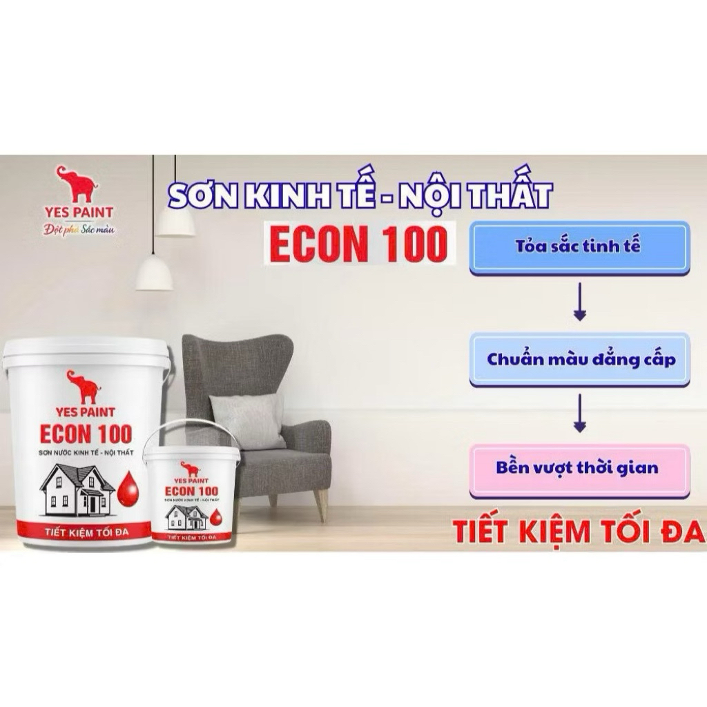 {Xô 4lít} Sơn ECON 100 Sơn Nước Kinh Tế Sơn Nội Thất Siêu Tiết Kiệm, Bền Màu, Nhanh Khô