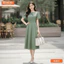 Đầm thiết kế BEMINE cổ thuyền kiểu gợn sóng đính nơ dáng chữ A phù hợp đi làm, đi chơi-B403